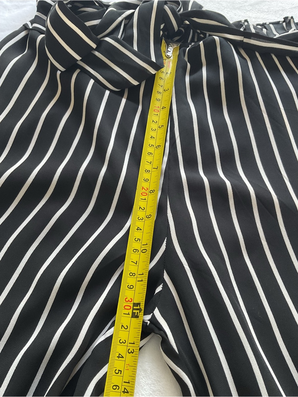 Analili Black White Striped Paperbag Waist Wide Leg Pants M - Picture 11 of 13